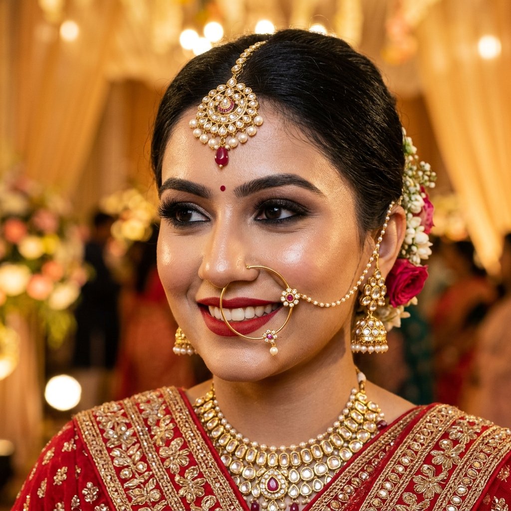 Flawless bridal HD makeup close-up