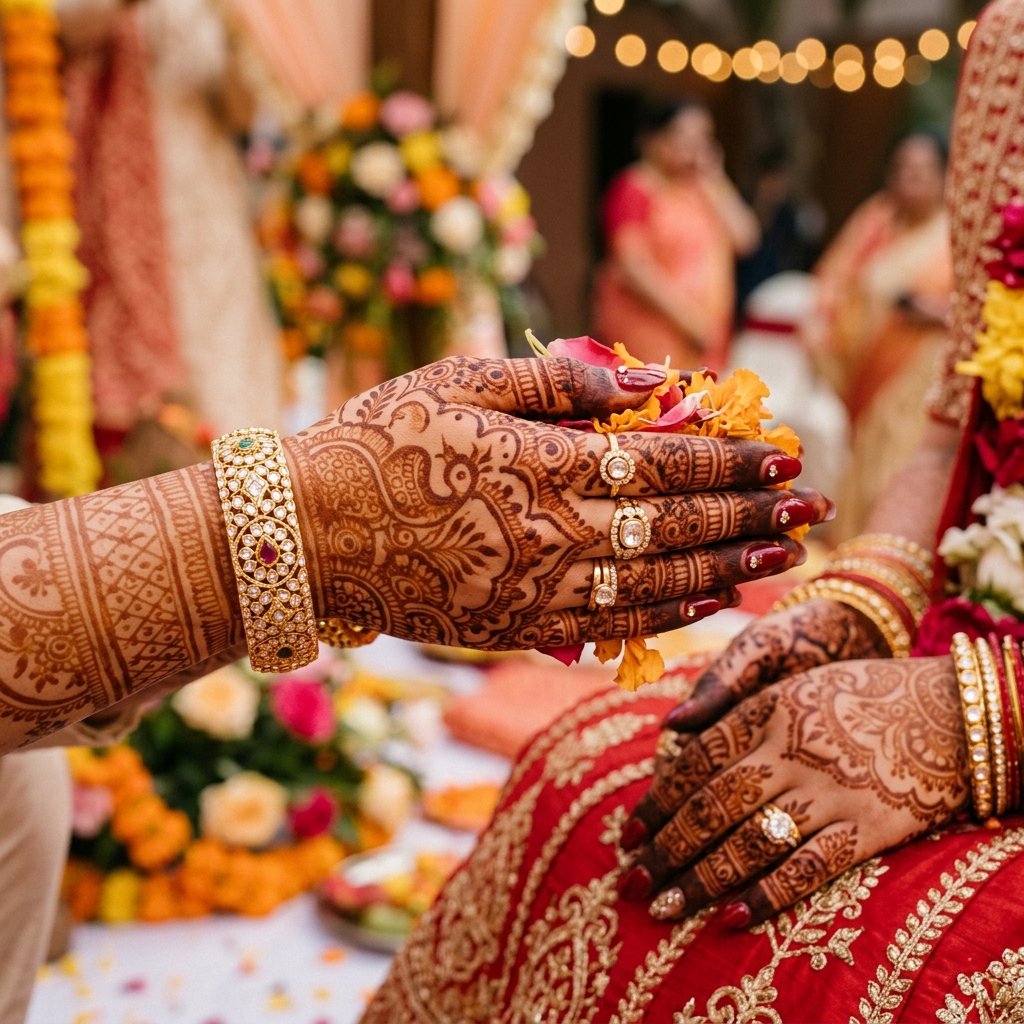 Intricate bridal mehendi design on hands